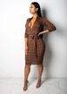 Women Fall Summer Elegant Print Slim High Waist Dress Office Lady Long Sleeve Midi Plaid V Neck Party_ecoleips.com