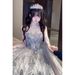 Women's Heavy Duty Evening Gown Sparkling Galaxy Dazzling Dress for Student Birthdays Coming of Age Ceremonies Art Exams Hosting Wedding Princess Wear_ecoleips.com