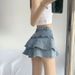 Women's Clothing Denim Skirt Female Lining Design High Waist Slim A Line Ruffled Hip Skirt Summer_ecoleips.com