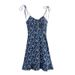 Summer New Cross-Border European And American Style Short For Petite Girls, Sleeveless Blue Floral Strap Dress Wholesale_ecoleips.com