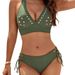 Sexy Solid Color Triangular Hole Tie-Up Swimsuit For Hot Spring Vacation Hot Girl Swimwear_ecoleips.com
