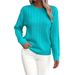 Women's Clothing Classic Cable Knit Crew Neck Sweater Women's Stylish Versatile_ecoleips.com