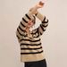 Men's Knit Polo Collar Sweater Oversized Long Sleeve Pullover - Soft Viscose Blend, Contrast Color Design, Casual Loose Fit (Khaki, Black)_ecoleips.com
