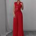Women's New Temperament Commuter Sleeveless Pleated Wide-leg Pants Set_ecoleips.com