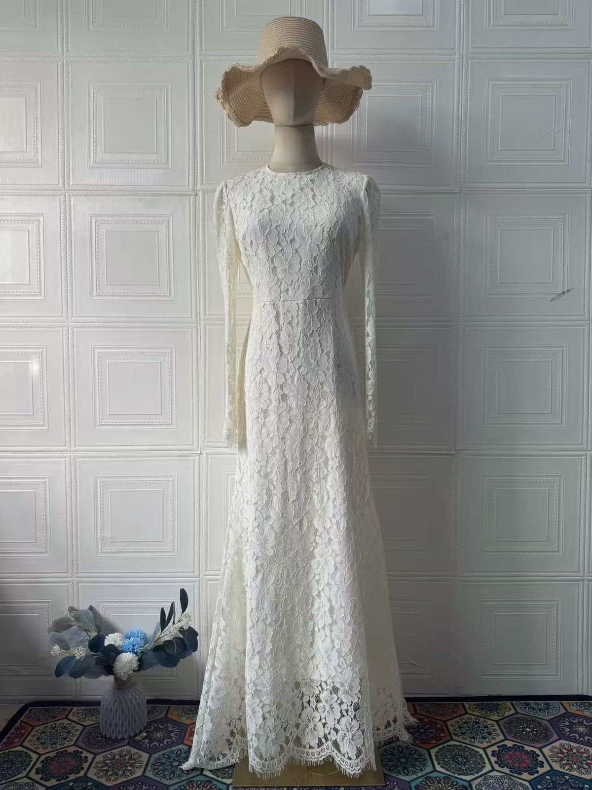 Women's Clothing Elegant Feminine Long-Sleeved Maxi Dress Summer Comfortable Fit: Designed Thin Lanon Dress_ecoleips.com