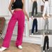 Women's Fashion Wide Leg Sweatpants Autumn/Winter Solid Color Side Pocket Versatile Straight Trousers_ecoleips.com