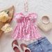 Women's Casual Floral Print Top Pink Spring/Summer New Resort Front Tie up Ruffle European American Style_ecoleips.com