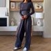 Spring Women's Casual Elastic Waist Two Piece Set Style Round Neck Long Sleeve Fashion_ecoleips.com