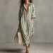 New Women's Striped Long Dress 2026 Loose Fit Summer Casual Style Relaxed Vacation Fashion Clothing for Ladies_ecoleips.com