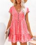 2022 European And American Spring/Summer Independent Website V-neck Buttoned Small Floral Short-sleeved Loose_ecoleips.com