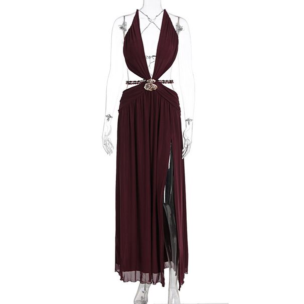 Women Summer Neck Deep V High Split Slim Dress Elegant Casual Streetwear Party Evening Date Bodycon Midi Dress_ecoleips.com