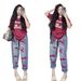 Women's Clothing Retro Fashion Two Piece Set Summer New Letter Print Short Sleeved Top With Wide Leg Pants Silk-Like Material Casual_ecoleips.com
