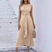 In Stock 2025 New Summer European And American Fresh Fashion Women's Solid Color Waist-Tie Long Sleeveless Dress_ecoleips.com