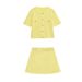 Sweetheart Neckline Knit Top & A-Line Mini Skirt Set, Soft Stretch Comfort, Casual Summer Outfit For Women, Pink & Yellow Two-Tone Options_ecoleips.com