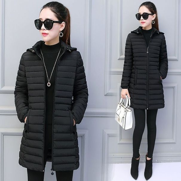 Women's Clothing Women's Slim-Fit Long Puffer Coat With Detachable Hood, Winter Warm Jacket For Plus Size (Black, Burgundy, Army Green)_ecoleips.com