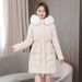 Women's Winter Long Padded Coat With Hood, Slim Fit Waist Design, Warm Quilted Jacket For Cold Weather_ecoleips.com