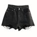K Wearing Denim Shorts Outside The Hole, Women's New High Waisted Slimming Tassel Wide Leg Pants_ecoleips.com