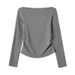 #Selection Of Good Products # One Cinched Waist Pleated Temperament Off Shoulder T-Shirt For Women's Autumn Long Sleeved_ecoleips.com