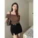 Off The Shoulder Slim Fit T-Shirt Sexy Short Top For Hot Girl Tight Waist Base Layer Women's Clothing_ecoleips.com