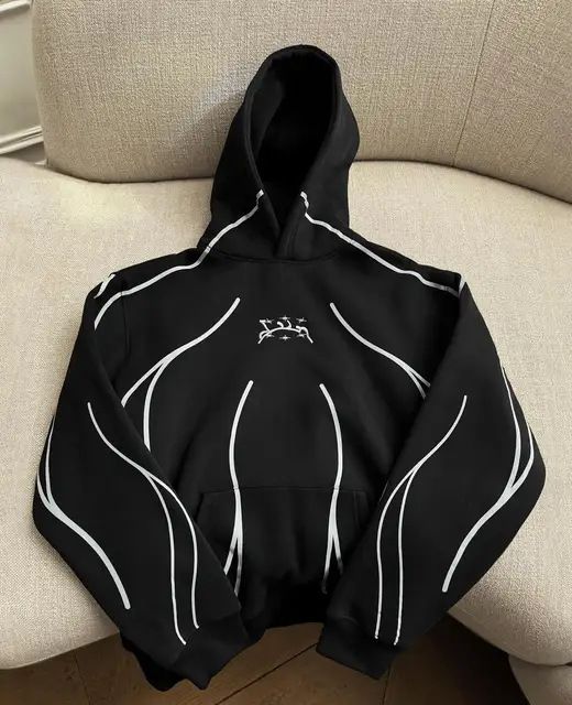 Women's Clothing Unisex Retro Streetwear Hoodie With Abstract Print – Oversized Fit, Pullover Design For Men & Women (Black/Blue, S-4XL)_ecoleips.com