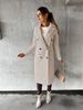 Women's Long Sleeve Double Breasted Trench Coat With Lapel Collar, Slim Fit Outerwear For Fall Winter, Solid Color Elegant Jacket_ecoleips.com