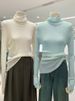 Autumn Winter Wool Pile High Neck Knitted Women Pullover Sweater Base Shirt Stylish Mint Green Slim Fit Long Sleeve Top_ecoleips.com
