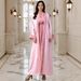Ba5031 Sakura Pink Two-Piece Long Sleeve Cardigan Long Robe Abaya Dress For Women_ecoleips.com