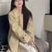 Minimalist Korean-style Lapel Trench For Girls, New Spring Model In Khaki Color, Mid-length, Elegant Coat_ecoleips.com