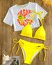Women's Clothing Bikini Three Piece Set Bikini Printed Short Sleeved Sunscreen Mesh Swimsuit_ecoleips.com