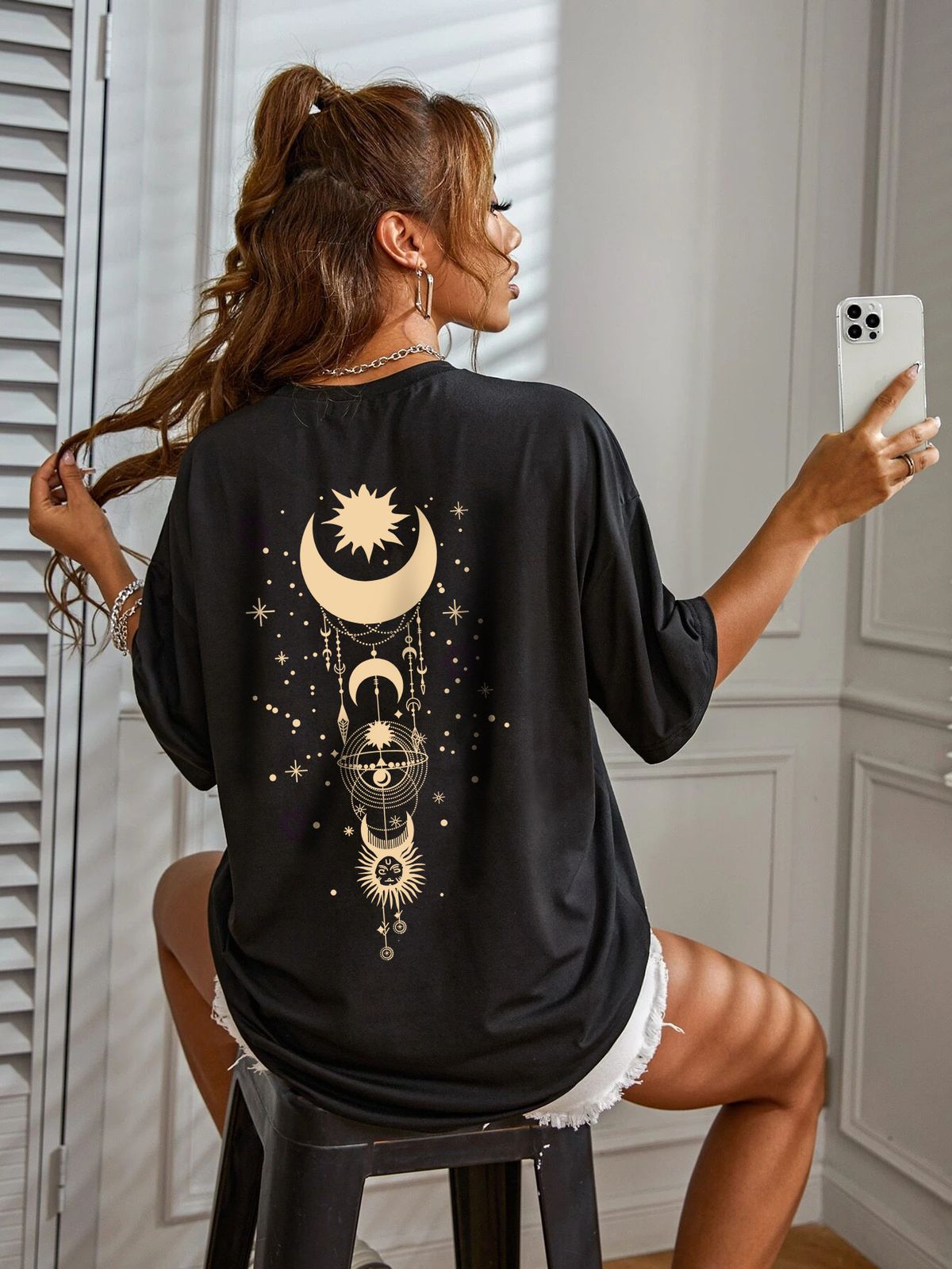 Women's Oversized Casual T-Shirt Comfort Fit Tee Breathable round Neck Short Sleeve Streetwear Top with Print_ecoleips.com