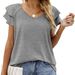 T-shirt Women 2025 V-neck Double Lotus Leaf Short Sleeve Solid Color Tshirts Women's Cheap Clothing China Sale BYT2208_ecoleips.com