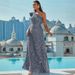 Women's Clothing New Sequined Off Shoulder Backless Sleeveless Long Ball Sequined Silver Swing Dress Evening Gown_ecoleips.com