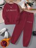 Women's Urban Round Neck Fleece Set Letter Print Casual Long Sleeve Autumn Winter New_ecoleips.com