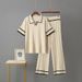 New Summer Polo Collar Short Sleeves Fashionable Casual Loose Versatile Slim High Waist Knitted Suit For Women_ecoleips.com