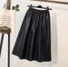 Brown High-Waisted A-Line PU Leather Skirt Mid-Length Hip Covering Slimming Bodycon Style Women's Skirt For Autumn Winter 2025_ecoleips.com