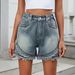 Women's Clothing Summer New Washed Casual Denim Rivet Raw Edge Shorts_ecoleips.com