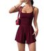 Women's Casual Summer Wide Leg Jumpsuit Loose Bandeau Top Waist Cinching Shorts Rompers_ecoleips.com