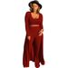 Women's Stretchy Ribbed Three-Piece Set Ultra-Comfy Form-Fitting Sexy Nightclub Outfit Long Sleeve Top High-Waisted Pants 19 Colors_ecoleips.com