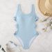 Women's Solid Color Ribbed U-Back One-Piece Bikini – Sexy & Supportive Swimwear (S-XL, Quick-Dry Polyester, Backless Design)_ecoleips.com