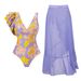 Women's Retro Ruffle One Piece Swimsuit Mesh Tight Fit Floral Dress Style Regular Thickness Summer Sexy Vacation Suit_ecoleips.com
