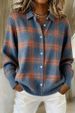 European American Cross-border Independent Site Women's Casual Loose-fitting Autumn And Winter Plaid Long-sleeve_ecoleips.com