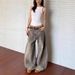 Street-style American Retro Splatter-paint Design Washed Curved Cut Niche Women's Jeans, Casual Loose-fit Wide-leg Pants_ecoleips.com