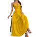 Women's Halter Neck Summer Dress Crisscross Back Strap Design Breathable Rayon Beach And Festival Wear Flowy A-Line Silhouette_ecoleips.com