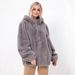 Unisex Eco Faux Fur Zip Hoodie – Trendy Winter Fleece Jacket With Cozy Pockets & Windproof Design (Dark Grey/Light Grey) – Streetwear Oversized Fit_ecoleips.com