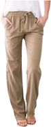 Suitable For All Seasons Spring Summer Women's Solid Color Cotton Linen Drawstring Loose Casual Wide-Leg Pants_ecoleips.com