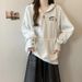 Real Shot Of Foreign Trade Embroidered Hooded Sweatshirt For Women, Spring And Autumn, Thin, Loose Fit, 2024, Pocketed,_ecoleips.com