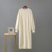 Heavy Duty Diamond Knitted Long Skirt for Women V Neck Fashionable Loose Slim Temperament Outerwear Cross Border European Goods_ecoleips.com