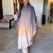 Spring Women's Casual Two Piece Set Stand Collar Batwing Sleeve Gradient Wide Leg Pants American Style_ecoleips.com
