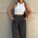 Women's Clothing Fashion Solid Color Loose High Waist Cuffed Suit Pants_ecoleips.com