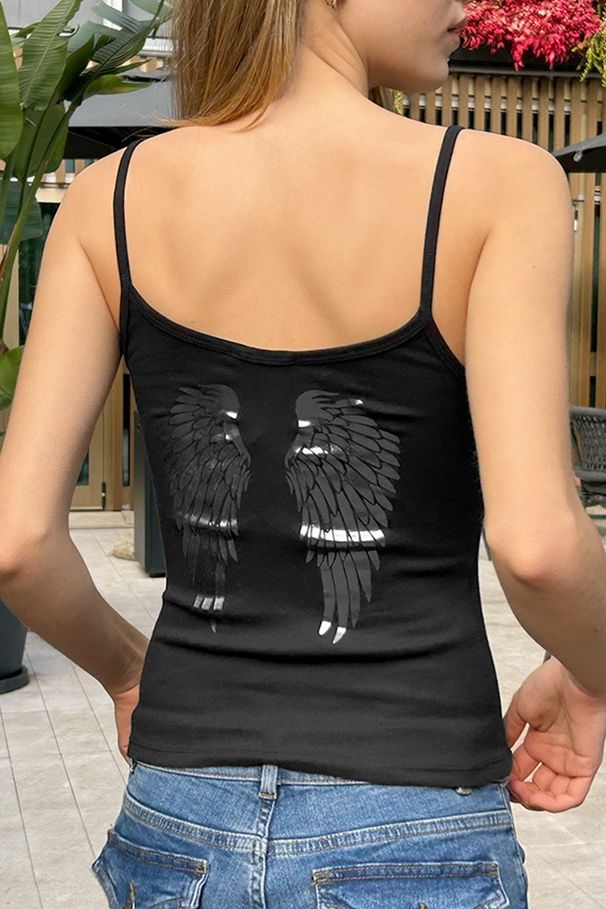 Women's Slim Fit Wing Suspender Top Casual Sexy Tank Pure Polyester Spring/Autumn_ecoleips.com